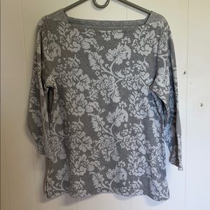 St. John’s Bay M Women’s gray floral sweater 3/4